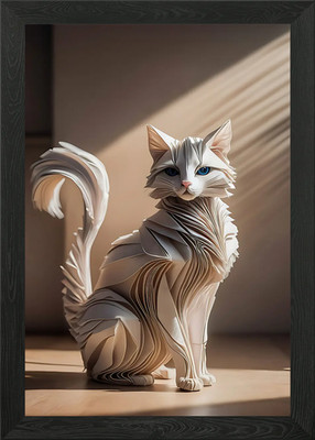 Origami Britische Katze Gerahmtes Wandbild Poster Leinwanddruck Bild