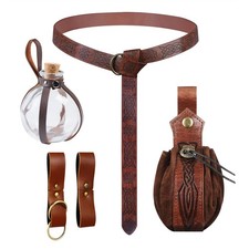 Women Renaissance Accessories Medieval Viking Belt Potion Bottles Belt Bag Le...