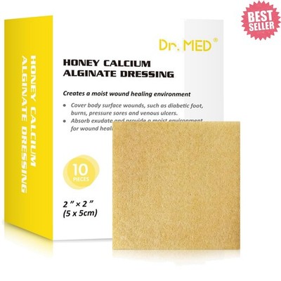 Manuka 2''x2'' 10 PCS/Box, Highly Absorbent dressings with Honey for Abrasions,...