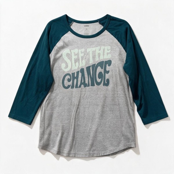 Sonoma Womens XL Gray Teal Raglan Baseball Tee Casual Graphic