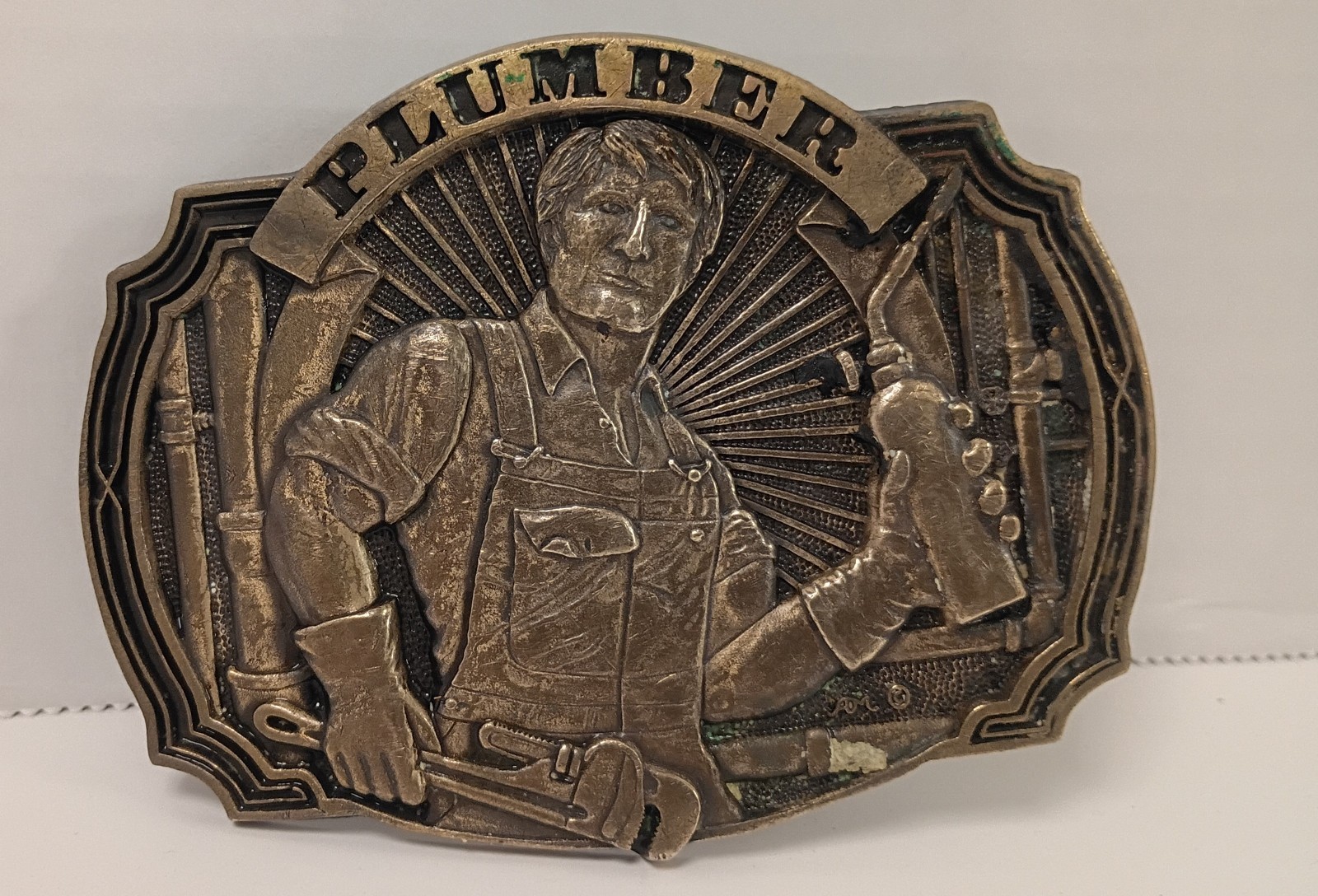 Solid Brass Awards  Designs Medal Plummer Belt Bu… - image 1