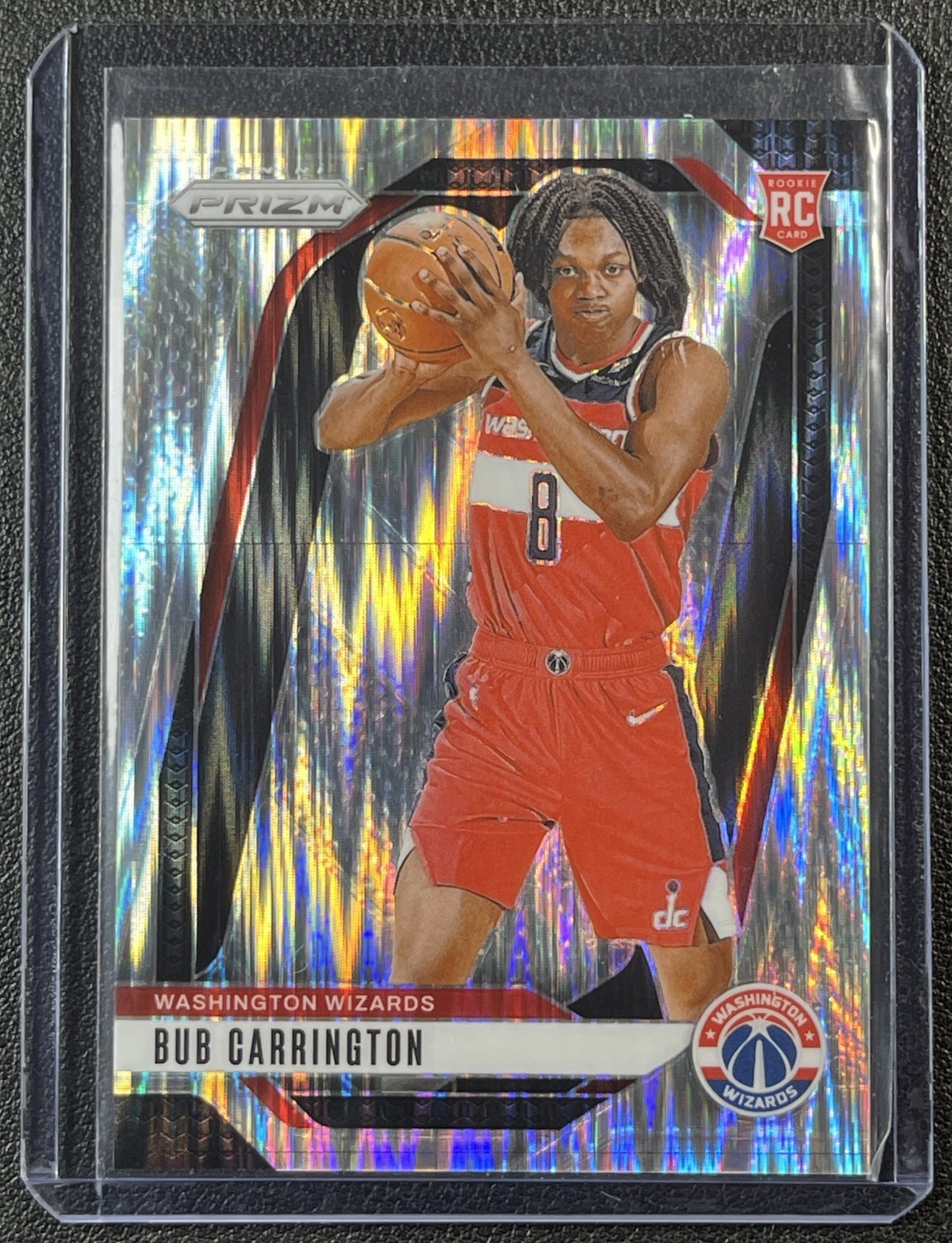 BUB CARRINGTON 2024-25 PANINI PRIZM #244 ROOKIE SKEWED RC 28/249 WIZARDS