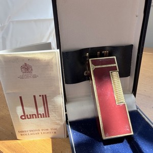 Dunhill Rollagas - Box & Papers - Gold Plated Ruby Red Laquer Vvhtf