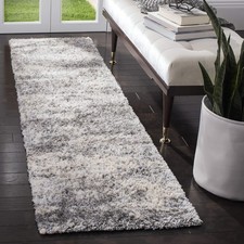 Berber Shag Collection Runner Rug - 2' x 12', Grey Blue  Cream, Non-Shedding...
