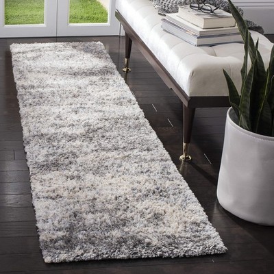Berber Shag Collection Runner Rug - 2' x 12', Grey Blue & Cream, Non-Shedding...