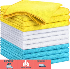 Microfiber Cleaning Cloth, 12-Pack, Multipurpose, Lint-Free Car Cloth, 35x30 cm