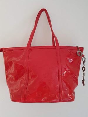 Paul Frank Affe patentiert rot Tasche Handtasche glänzend mit Charms