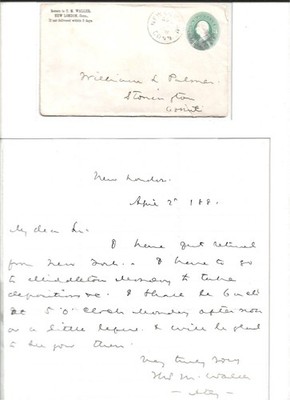 Thomas M. Waller 1881 autograph-Was Governor Conn. 1883-1885
