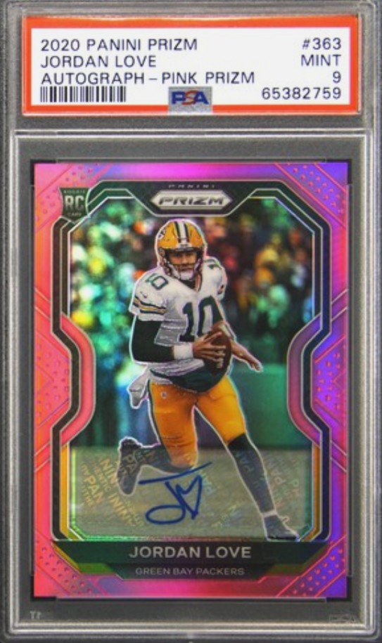 2020 Panini Prizm - Jordan Love Pink Prizm Autographs #363 Rookie Auto PSA 9/10