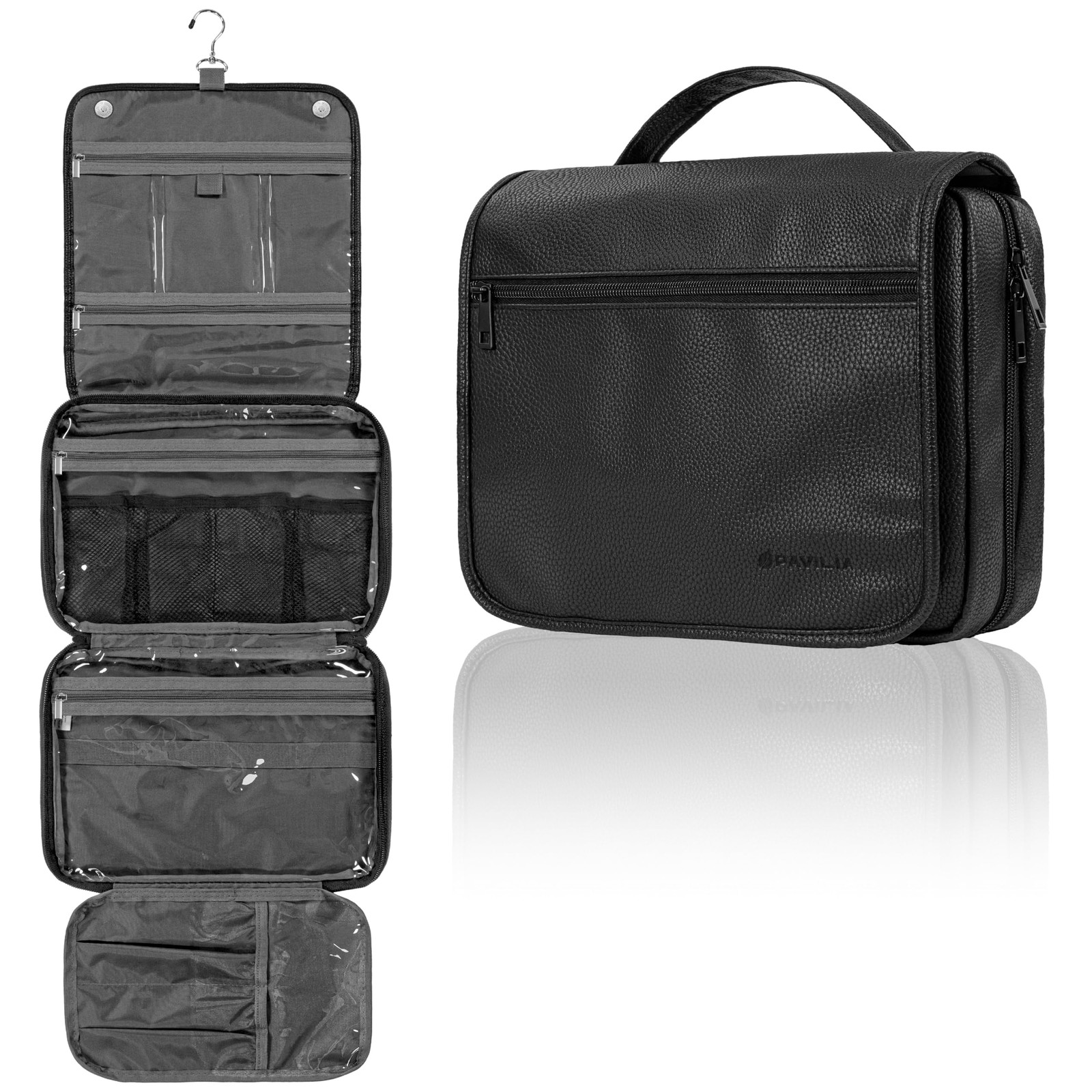 Hanging Toiletry Bag for Women and Men, Foldable Cosmetic Organizer with Water-Resistant Design