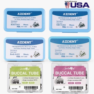AZDENT Dental Orthodontic Buccal Tubes 1st 2nd Molar Tube Roth MBT 022 Bondable