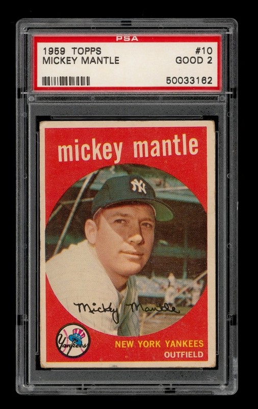 1959 Topps Set-Break # 10 Mickey Mantle PSA 2 GOOD