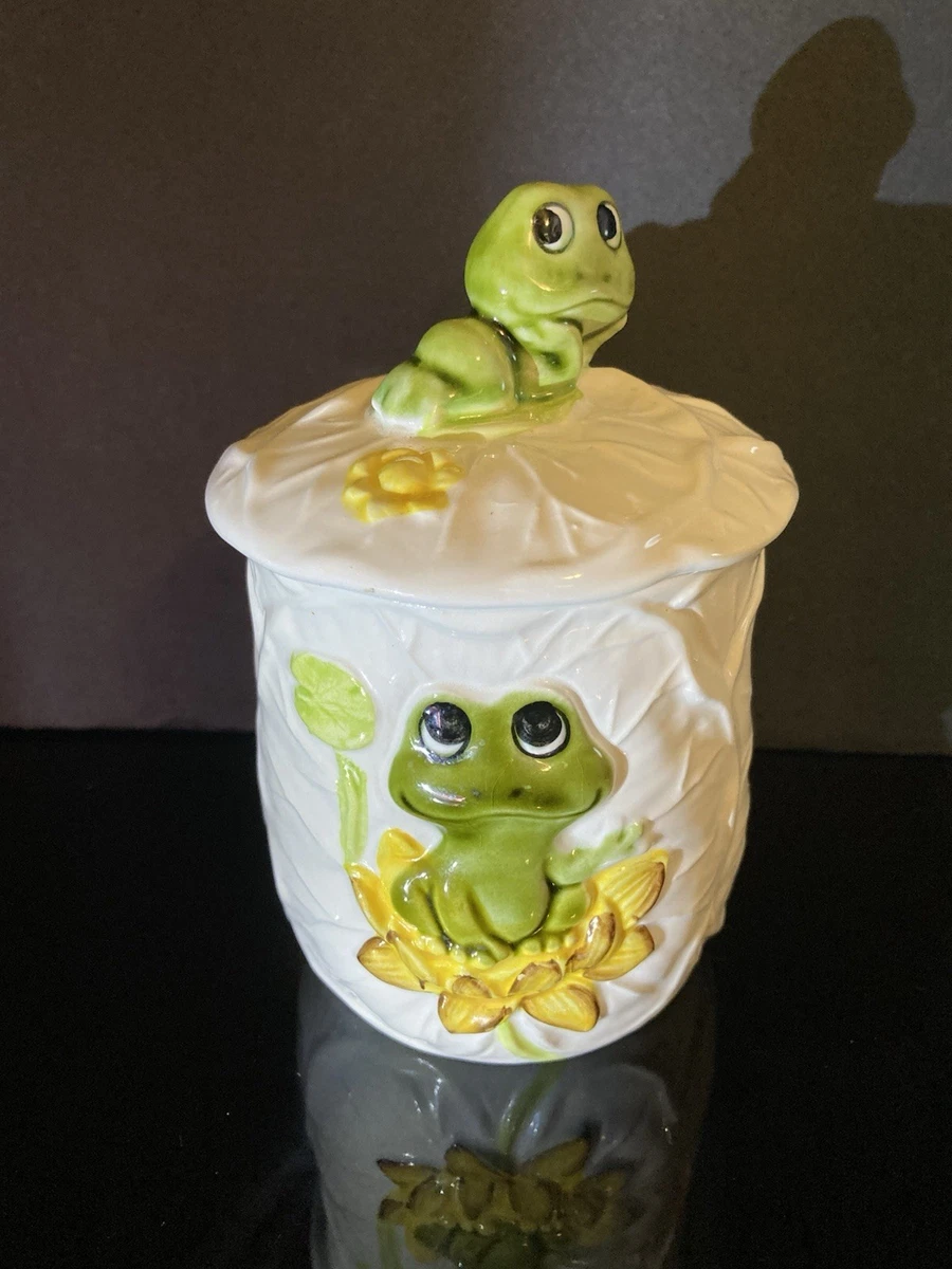 Vtg 1978 Neil The Frog Sears Roebuck Ceramic Small Canister & Lid