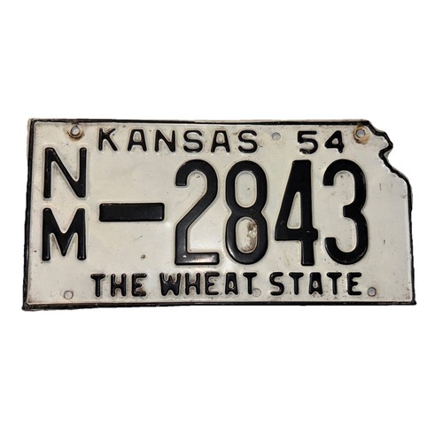 1954 Kansas License Plate Vintage Decor Authentic Vehicle Plate Man Cave Wall