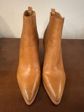 Marc Fisher Women's Alva Boot Size 9 Camel Tan Leather Block Heel Bootie Boho