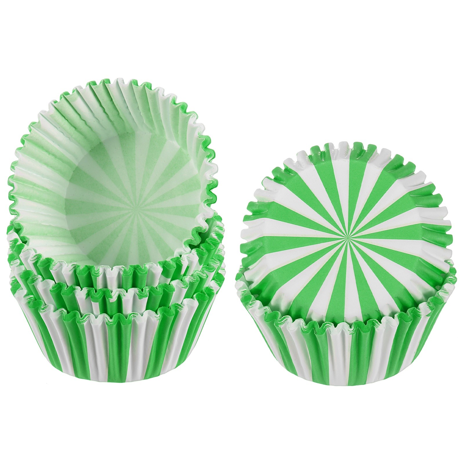 100-Pack Cupcake Liners, Cupcake Wrappers for Wedding/Party[Green/White]-image
