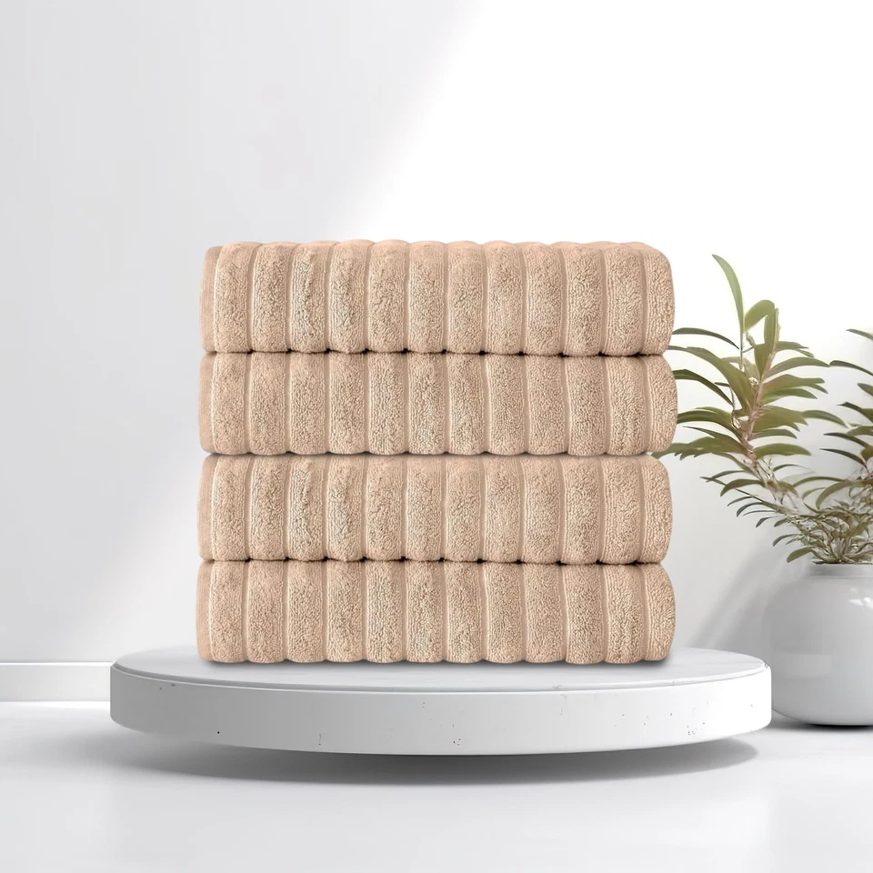 4 Piece Luxury Turkish Cotton Bath Towel Set 620 GSM Soft Plush (27x54) - Image 3 of 4