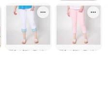 2 Quacker Factory Pants M DreamJeannes Petunia Scallop Crop Pink & White A688413