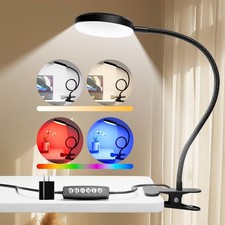 Reifeiniwei 10W LED Desk Lamp w/Clamp, Gooseneck, RGB Ambient Light, 2-in-1