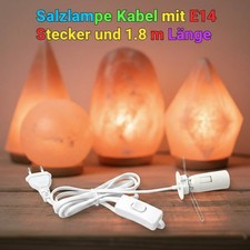 Lampenfassung  E14 Netzkabel für Salzlampe 1,8m weiß | Ersatzkabel mit Schalter