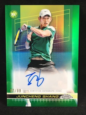 Juncheng Shang 2024 Topps Chrome Tennis GREEN GRASS COURT /99 Auto RC