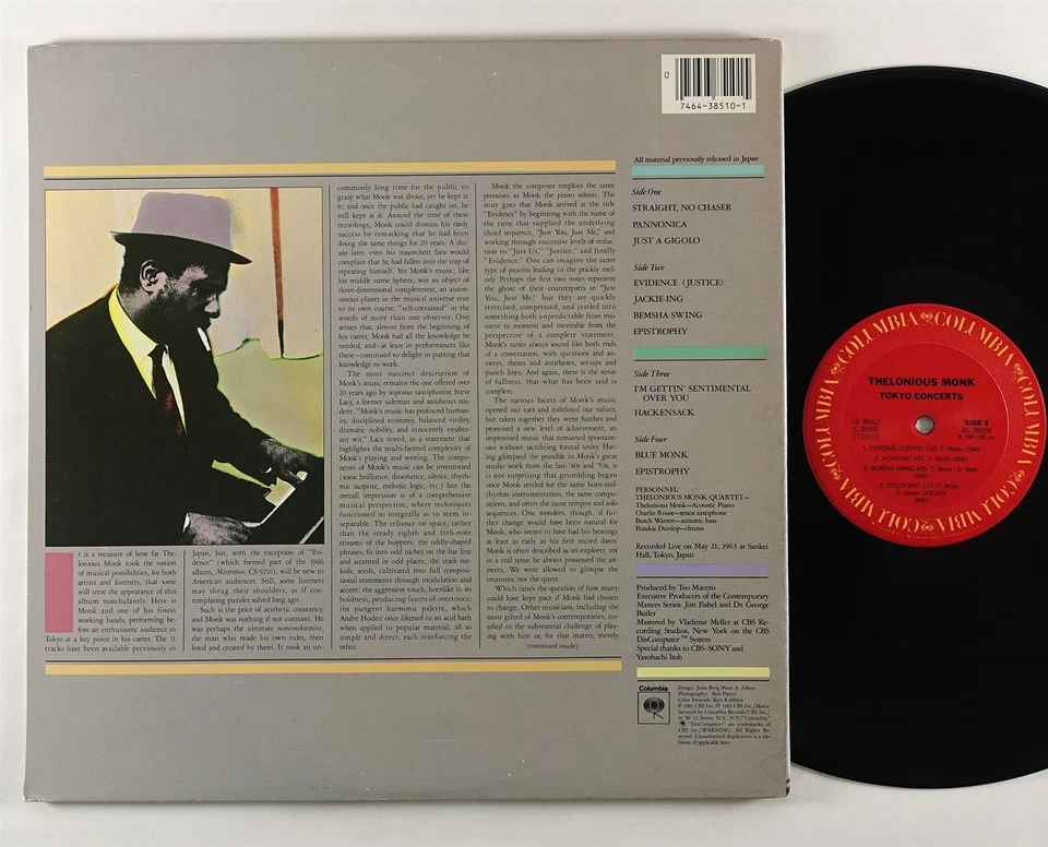Thelonious Monk "Tokyo Concerts" 2xLP Columbia 38510 - Image 2 of 2