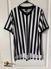 Original Deluxe Supply Referee Shirt Mens Large Black White Stripe Halloween FUN