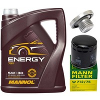 MotoröL Filter Set Mannol 5W-30 5 Liter + Schraube FüR Opel Astra F Caravan