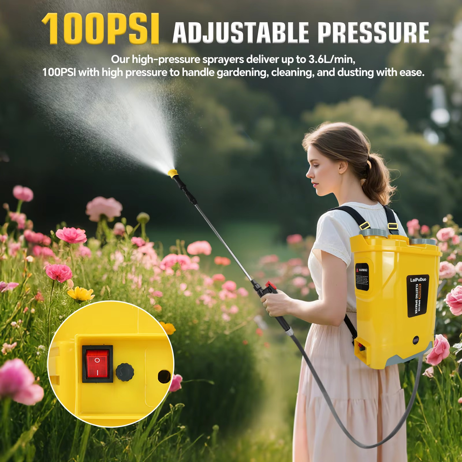 Futurion - Pompa a Spalla Zaino Irroratrice Spruzzatore a Batteria Irrigazione Giardinaggio - Miniatura 4