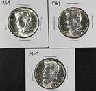 Lot of 3 1964 Kennedy Half Dollars 90% Silver BU Original Uncirculated