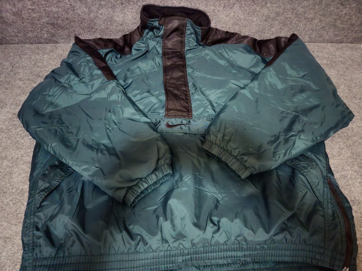 Vintage Nike Pullover 1/2 Zip Forrest Green Puffer Jacket Size XXL 