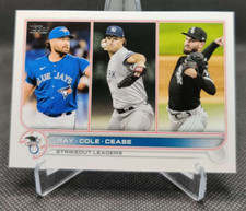 2022 Topps #138 AL Strikeout Leaders Robbie Ray Gerrit Cole Dylan Cease card
