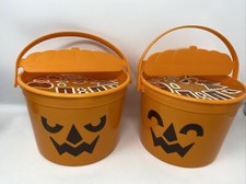 TWO 2022 McDONALD'S Halloween Bucket Pail Classic Pumpkin HAPPY MEAL Lmt Edition