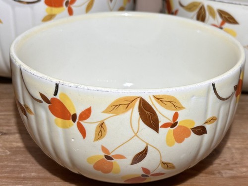 Vtg Halls Superior Set of 3 Quality Kitchenware Autumn Leaf Mixing Serving Bowls - Picture 8 of 12