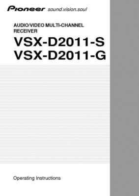 Pioneer VSX-D2011 Receiver Owners Manual