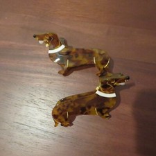 DACHSHUND Dog Set of 2 Pink Linen Stay Paws-sitive Hair Claw Clips NEW