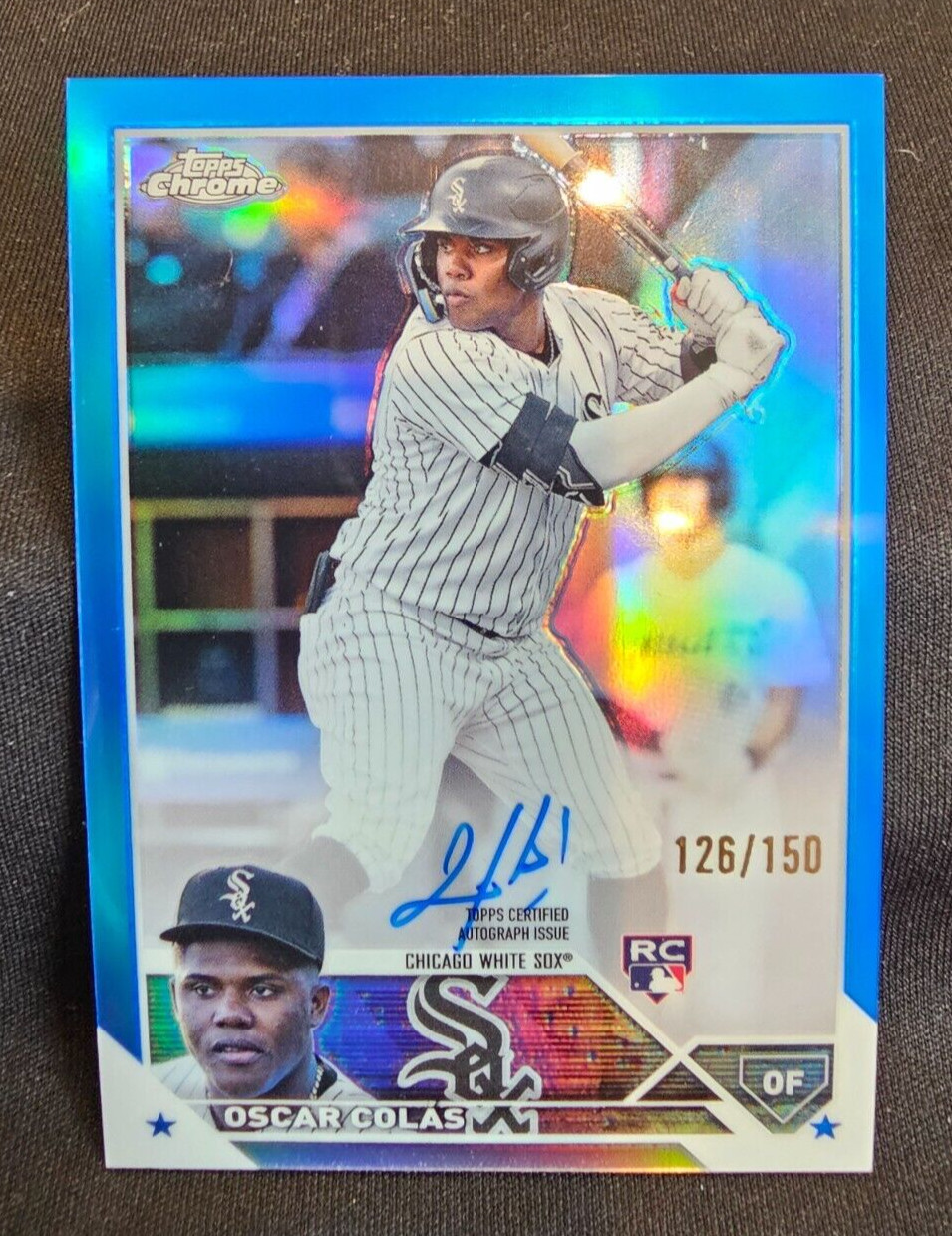 2023 Topps Chrome Oscar Colas Blue REFRACTOR Auto /150 Chicago White Sox!!!