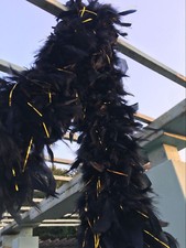 Black Chandelle Boa with gold Tinsel 120g Turkey Feather Trim Luxuary Boa 2 yard