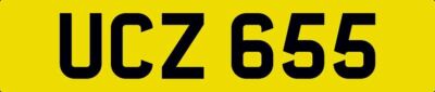 CHERISHED NUMBER PLATE UCZ 655 PRIVATE DATELESS UC INITIALS SHORT COVER PLATE