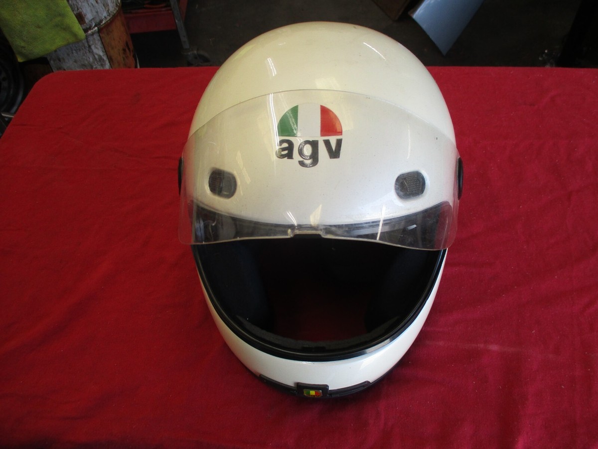 Vintage AGV KR-2001 WHITE Motorcycle Helmet Made In Italy SIZE 7 1/8-7 1/4 DOT | eBay Vintage AGV KR-2001 WHITE Motorcycle Helmet Made In Italy SIZE 7 1/8-7 1/4 DOT | eBay