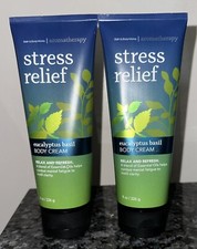 Bath Body Works Stress Relief Eucalyptus Basil Body Cream Relax Refresh 8 oz 2