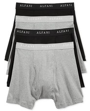  54 Alfani Underwear Men Black Gray Classic Cotton Boxer Briefs 4-Pack Size S
