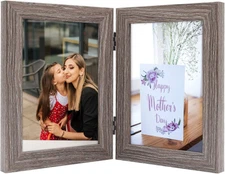 , 5X7 Double Picture Frame Hinged Photo Frames Two Folding Frame Desktop Glass F