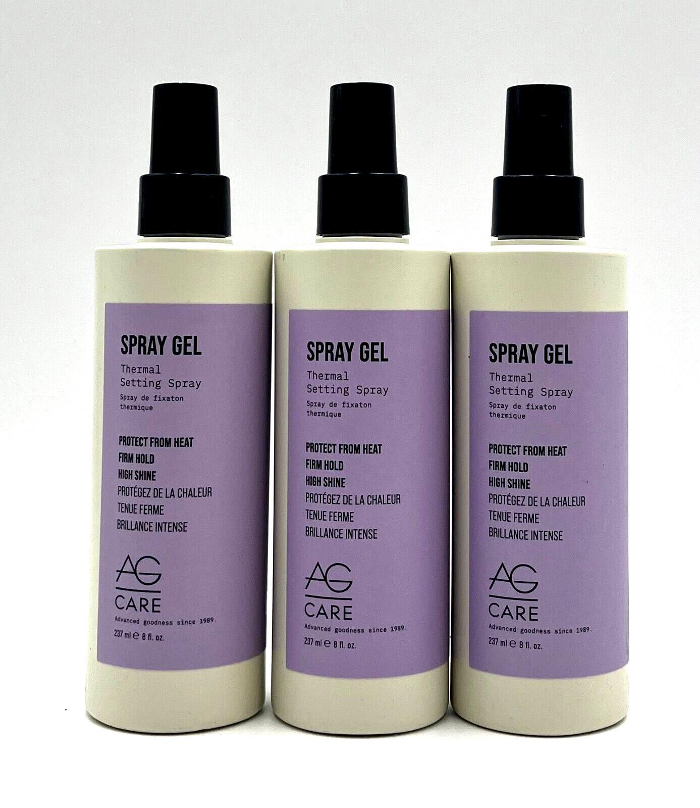 AG Care Spray Gel Thermal Setting Spray Protect From Heat Firm Hold 8 oz-3 Pack