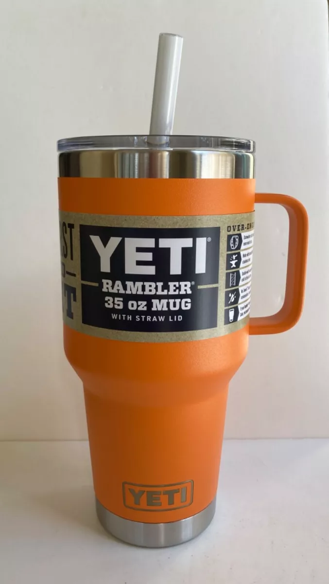 YETI 35 oz mug KING CRAB ORANGE STRAW LID Rambler Mug Cup With