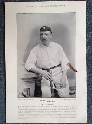 c1895,print, Famous cricketers & grounds, BALDWIN ( Surrey) &  DENTON,  sport