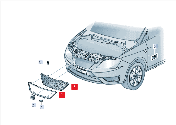 Replacement Front Grille for 2015 -2018 SEAT IBIZA 6J0853654G9B9 