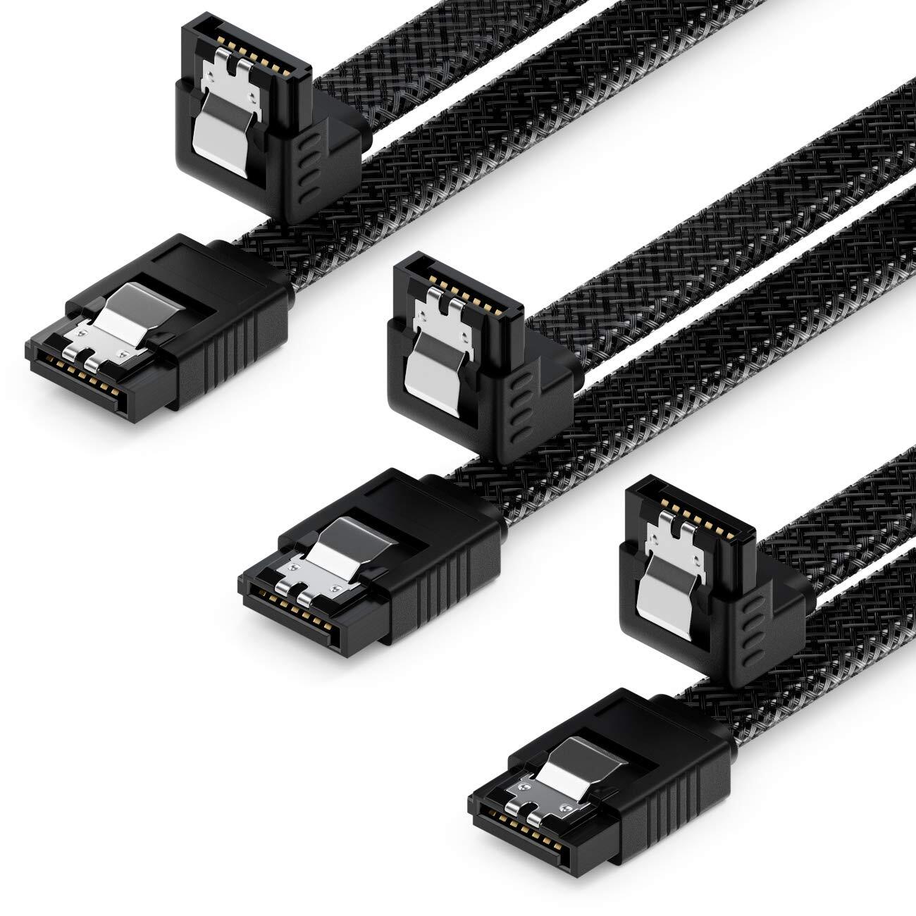 deleyCON 3x 30 cm Set da Cavi SATA 3 in Nylon per Dati SATA III Cavi di Colle...