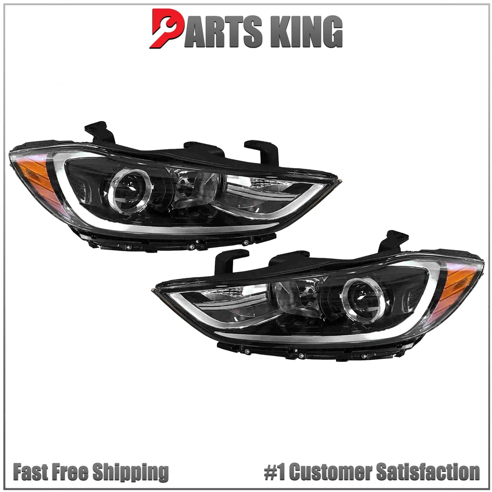 For 2017 2018 Hyundai Elantra Headlight Replacement Driver Passenger 2pc w Bulbs - Image 2 of 4