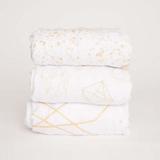 3 Pack Gold Bassinet Fitted Sheet Set - 100 Cotton Baby Bedding for Girl